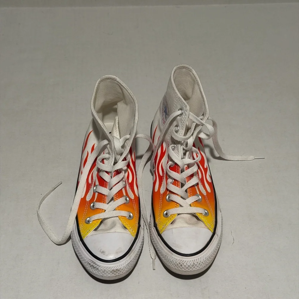 Converse Shoes White Flames All Stars Athletic Sneakers Chuck Taylor big kid's 6
